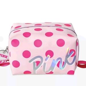 Victoria secret pink polka dot makeup bag NWOT